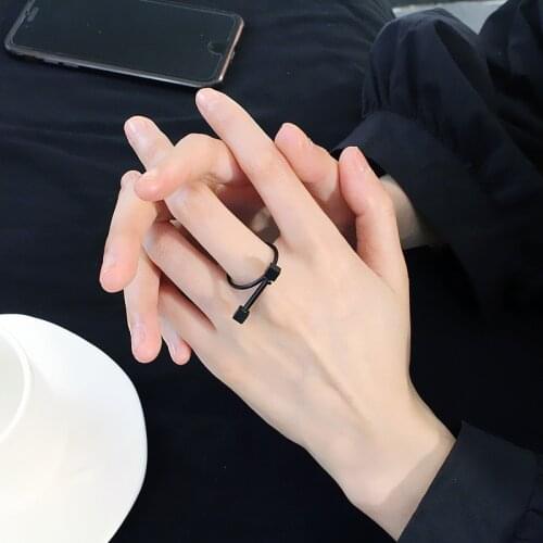 Timlee R058 Free shipping New Contracted Punk Geometry Dumbbell Alloy Finger Rings,Personality Jewelry Wholesale
