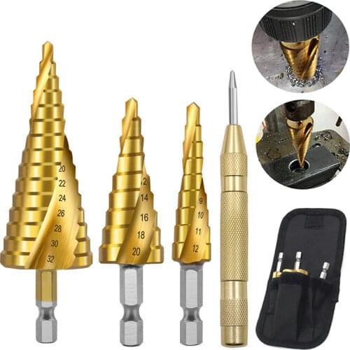 3pcs HSS Titanium Drill Bit 4-12 4-20 4-32 Drilling Power Tools Metal High Speed Steel Wood Hole Cutter Cone Drill