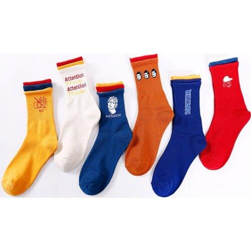 YZ-S-ZZ-0107 Harajuji womens socks manufacturers custom - made Roguchi solid color medium - tube creative socks Instagram trend