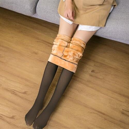 CHRLEISURE Women Perspective Sexy Leggings Solid Thick Step Foot Pants Autumn Winter Wear Keep Warm Home Legging Mujer