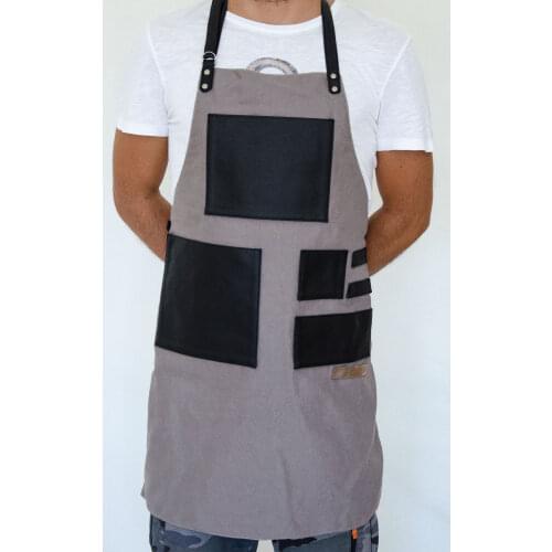 Mens Apron Bib Chef Kitchen Apron Barista Apron Bartender Coffee Restaurant Cooking Apron with Pockets