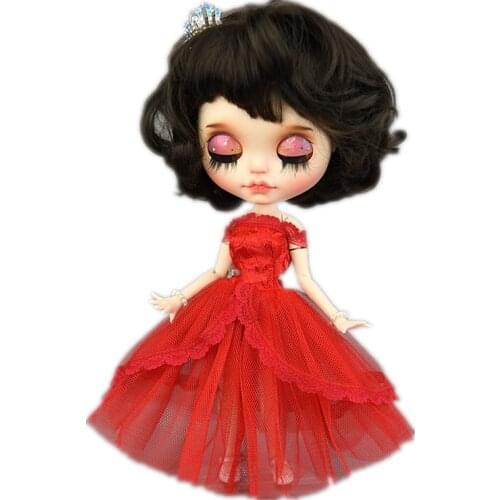 1/6 BJD Doll Clothes Pretty Red Lace Ballet Tutu Dresses for Blyth Clothes Princess Gown Outfits Blythe Dolls Accessories Toys