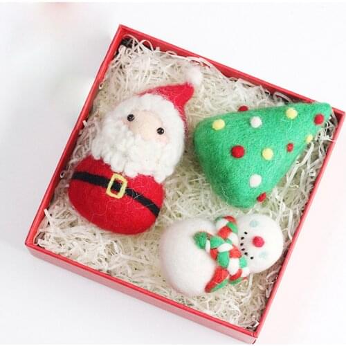 1 Set Christmas Wool Felt Needles Felting Wool Kits Santa Claus Tree Doll Women Handmade Needle DIY Gifts For Kids Craft