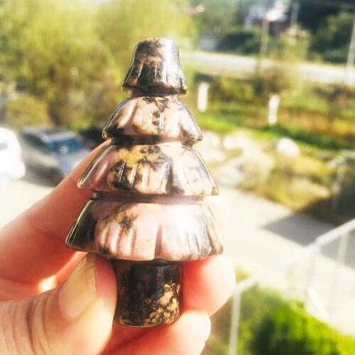 1PCS Natural Hand Carved Jasper stone Christmas Tree Shape Healing Crystal Christmas Tree For Christmas Gift