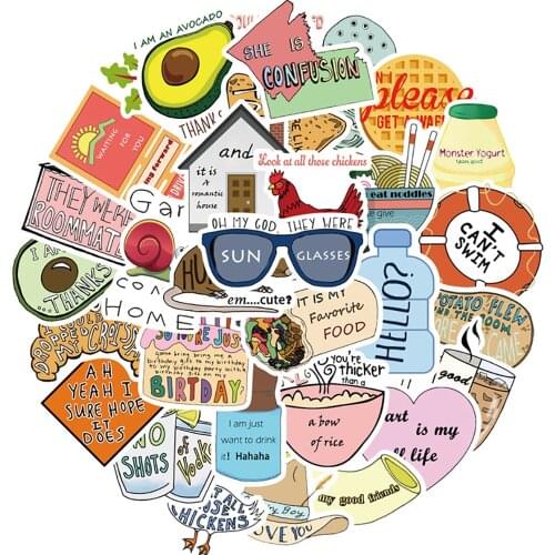 50PCS INS Style Fresh Vine Graffiti Stickers Skateboard Fridge Guitar Laptop DIY Waterproof Cool Sticker Decals Cool for Kid Toy