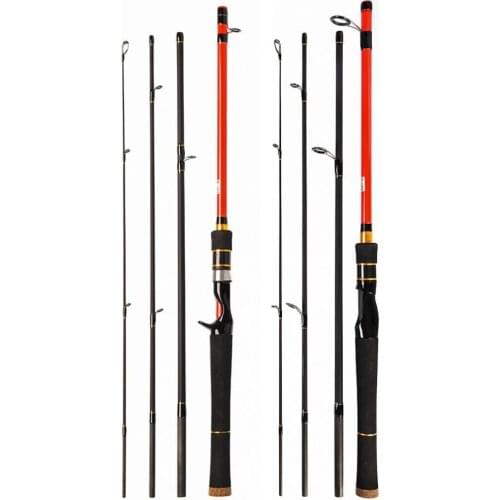 2.1m 4 Section Carbon Fiber Spinning Casting Fishing Rod Ultra Light Portable Travel Lure Rod Bass Fishing Pole