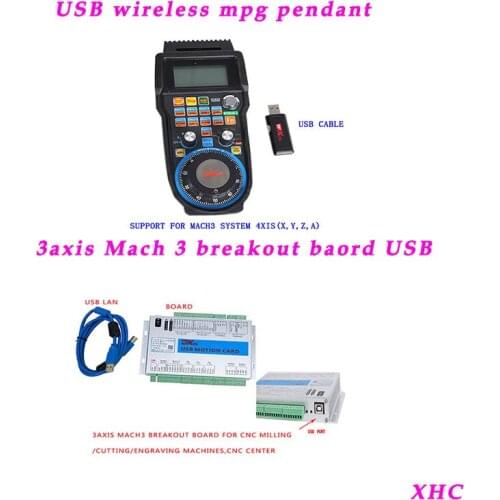 2MHZ 3axis Mach3 USB motion control card and wireless handwheel pendant MPG CNC controller stable no delay
