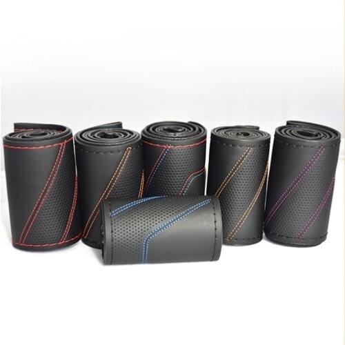 38cm Braid On Car Steering Wheel Cover Soft Microfiber Leather Hand Sewing Wheel Cover Universal for O/D Type Wheel