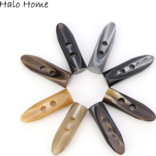 5pcs 2 Hole Resin Bullet Shape Toggle Button Sewing Craft DIY Accessory Compatible Clothing Coat Jacket Blazer Sweater Bag Box