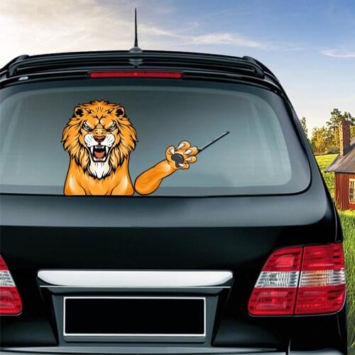 Car Styling Angry lion Waving Wiper Decals PVC Wiper Stickers Rear Windshield Car Stickers And Decals for Car Accessories