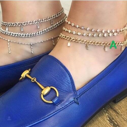 Accking Guba chain Womens fashion micro pave set cubic zirconia anklet for women jewelry water drop accessory