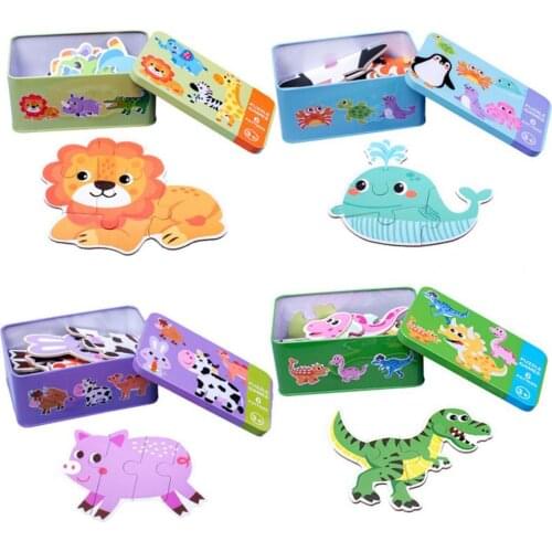 Cartoon Animal Vehicle Design Wooden Puzzle Jigsaw Kid Educational Toys Kids Montessori Board Games Antistress Toys for Children