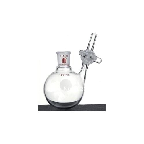 F531100 Flask, Reaction, With glass stopcock, Capacity:100ml, Joint:14/20