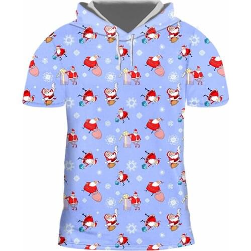 IFPD EU Size Mens New 3D Printed Santa Claus Gift Best Selling Hooded TShirt 6XL Personality Plus Size Christmas Party Tshirt