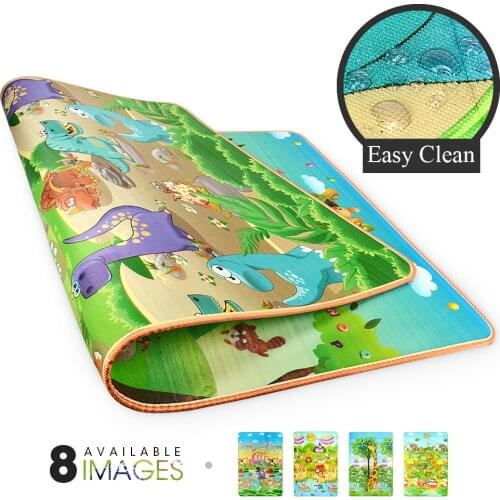 Baby Play Mat Rollable Infant Puzzle Carpet Foldable Playmat Developing Crawling Cartoon Animal Game Pad Toy Double Surface Mat