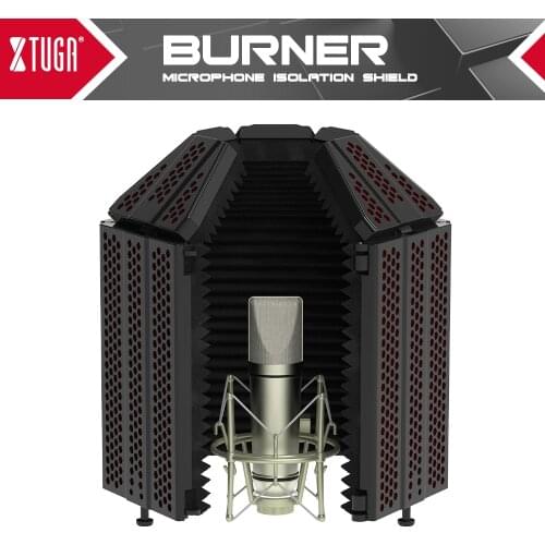 XTUGA Microphone Isolation Shield,Microphone Pop Filter Shield Foldable&Adjustable Windscreen Microfone for Studio Recording