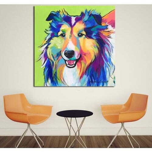 JQHYART Animal Painting Color Dog Paintings On Canvas Modern Wall Pictures For Living Room Home Decor No Frame Oil Painting