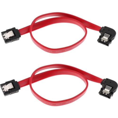 2 Pieces 12 Inch SATA III Cables 6Gbps 90 Degrees Left Angle With Locking Latch Red specifically designed 26AWG sata 3 cable
