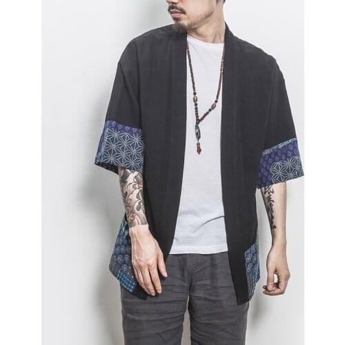 Kimono men Japanese kimono traditional samurai costume japanese clothing blouse shirt haori yukata men jacket ZZ0002