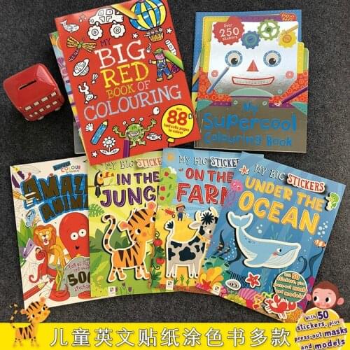 Kindergarten childrens coloring and graffiti sticker book focus on Educational Games book