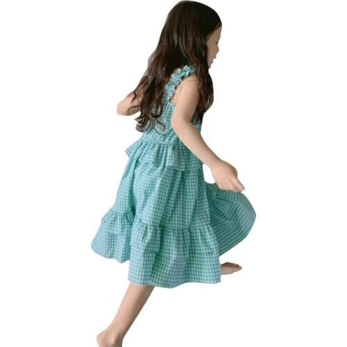 Baby Girl Summer Clothes 2020 Korean Boutique Dress Strap Plaid Style Ruffle Sweet Cute Princess Dress Best Birthday Gift