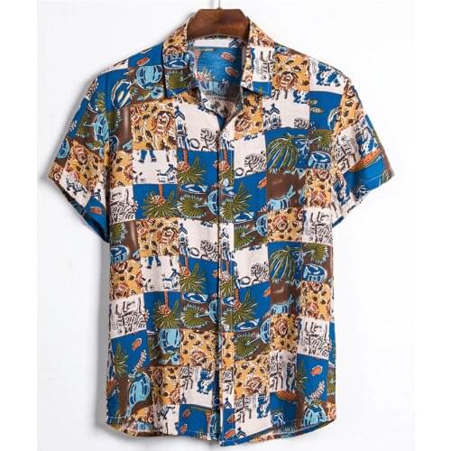 Floral Shirt Men Short Sleeve Hawaii Shirts 2020 Summer Casual Hawaiian Shirt Mens Summer New Fancy Printed Beach Shirts Loose