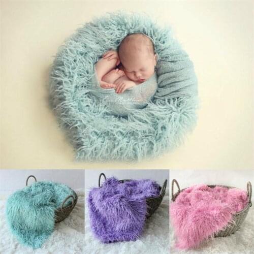 50*80cm Newborn Faux Fur Wrap Photography Prop Blanket Outfit Soft Baby Infant Fur Blanket Background Baby Month Photo Blanket