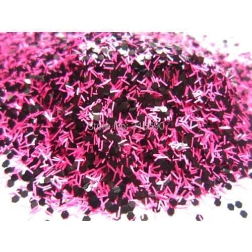 Neon Pink and Black Matte Solvent Resistant Glitter Mix for nail art,DIY nail polish