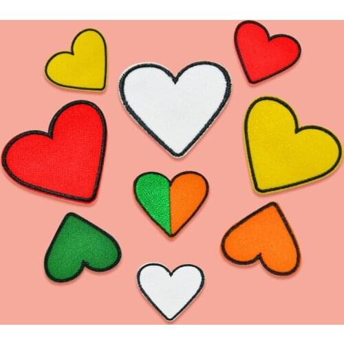 New Red Love Heart Patch for Clothes Stripes Iron on Appliques Kids Clothing Stickers DIY Embroidery Badges Printed Stripe Decal