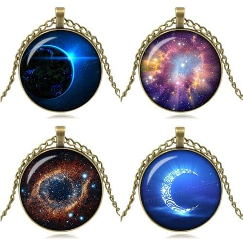 New Fashion Galaxy Necklace Lovely Galaxy Cabochon round Pendant Necklace Best Gift