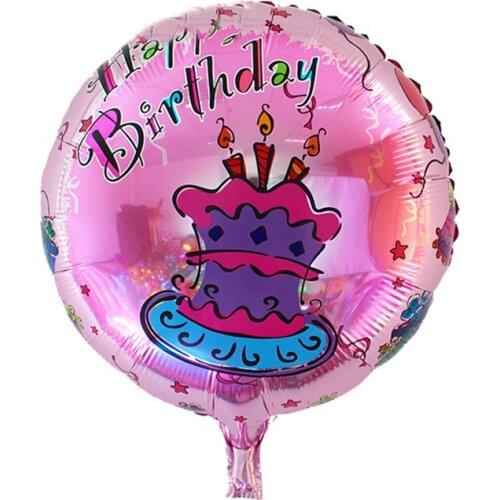 New arrive 18 inch 50 PCS/lots Happy birthday balloon pink cake round balloons The celebration party decorations