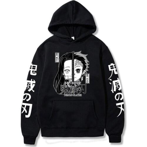 New Fashion Anime Demon Slayer Kamado Tanjirou Kamado Nezuko Printed Hoodies Hooded Sweatshirts Cozy Tops Pullovers