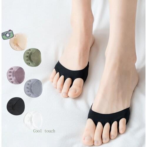 New High Heels Socks Insole Forefoot Pain-proof Thick Half Palm Pad Wear Invisible Female Five Toe Half Socks Boat/Low Cut Socks