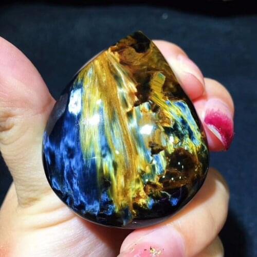 Genuine Natural Blue Fire Yellow Pietersite Water Dtop Shape Women Man Pendant 49x40x12mm Powerful Healing Certificate AAAAA