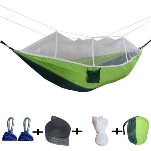 Agemore Portable Double Sleeping Hammock with Mosquito Net Ultralight High Strength Parachute Fabric Camping Hammock Swing