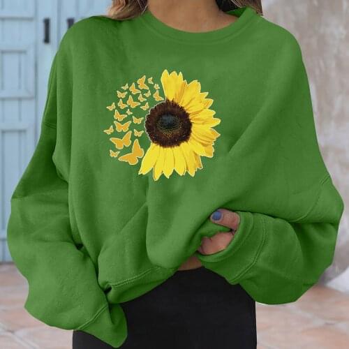 40# Casual Floral Print Sweatshirt Plus Size Long Sleeve O Neck Plus Velvet Women Pullover Hoodies Warm female Sweatshirts
