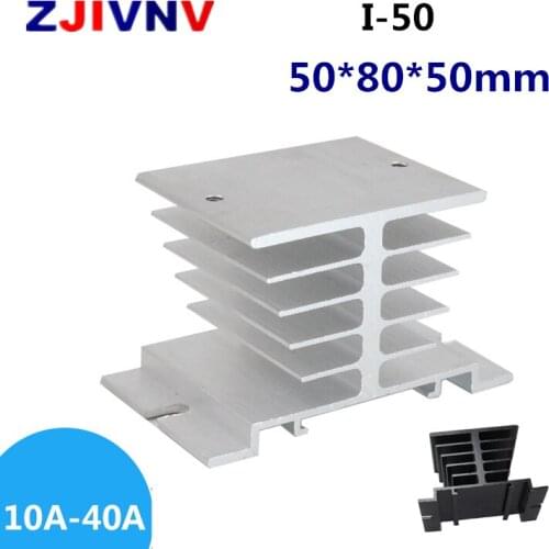 Olid state radiator I-50, ssr single phase solid state relay, 10A-40A 10A 15A 25A 40A 50X50X80mm Aluminum black Heat Sink