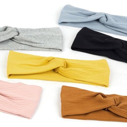 Women Headband Solid Color Wide Stripe Turban Twist Knitted Sport Yoga Hairband Twisted Knotted Headwrap Hair Accessories