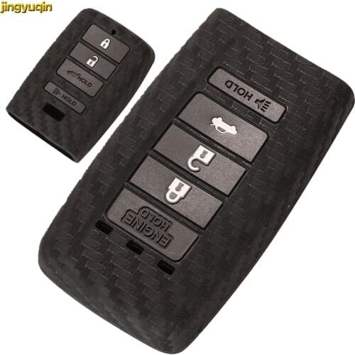 Jingyuqin Remote Car Key Carbon Fiber Silicone Case Cover For Honda Mugen Acura ILX MDX RDX ZDX TL RL TSX NSX 4 Buttons
