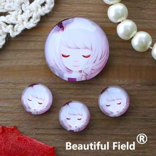 12mm 25mm 14mm 16mm 18mm 20mm Photo Glass Cabochons Round Cameo Set Handmade Settings Stone Girl QPP16