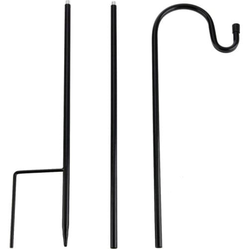 Iron Hook Lamp Outdoor Hanging Lights Plant Holder Black Adjustable Easy To Install And Store Height 120cm Shepherd Hooks