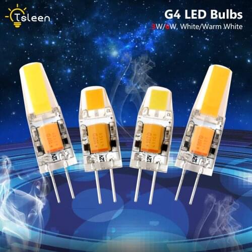 TSLEEN 4pcs/lot LED G4 Lamp bulb AC/DC 12V 3W 6W COB LED G4 Crystal Silicone Lamp replace Halogen Spotlight Chandelier