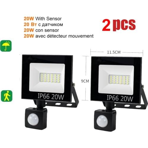 2 pcs 220V 10-100W LED FloodLight Spotlight Exterior Street wall reflector LED Lights Motion Sensor Sconces Light Lamp Security