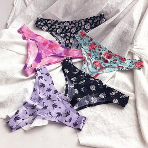 Morna Sexy Womens Flowers Thong Intimates Sexy Silky Temptation Colorful Ladys Floral Panties Girls Gorgeous Female Lingerie
