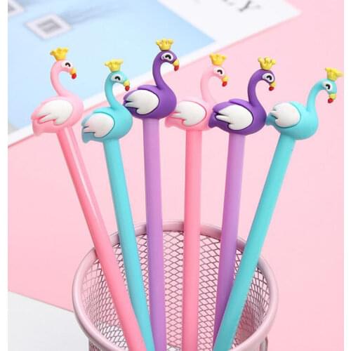 Creative And Exquisite Variety Of Flamingo Shell Gel Pen Office Stationery School Supplies Soft Writing Black 0.38mm Gel Pen 3pc