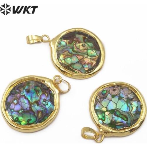 WT-JP106 The New Popular Round Pattern With Natural Abalone Shell Color Pendant Suitable For Women To Design Fashion Jewelry