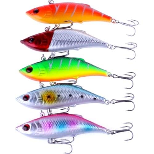 YUZI New come Fishing Vibrate Bait 7.5cm 11g Lure Fish with fin 10pcs Hard Bait Sinking Lures