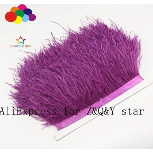 Z&Q&Y natural high quality ostrich hair dyed grape red made cloth side stage performance clothing craft feather DIY accessories