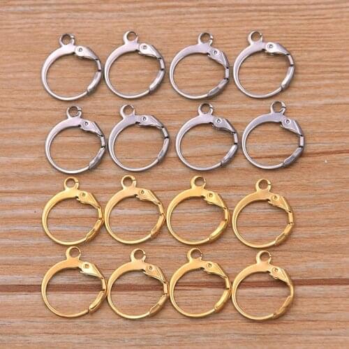 20Pcs 13*15mm Stainless Steel Gold Lever Back Ear Wire Hoop Open Loop Leverback Earring Hooks For DIY Earring Making