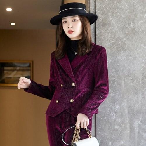 High Quality Fabric Women Business Suits Formal Uniform Designs Pantsuits Pants and Jakets Coat OL Style Blazers Set Fall Winter